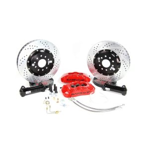 Dodge Charger Brake Kit - Front - Baer Brakes - Pro+ 2-Piece Slot, Drilled, Zinc-Plate Rotors + 6-Piston Calipers - Red - `06-`11